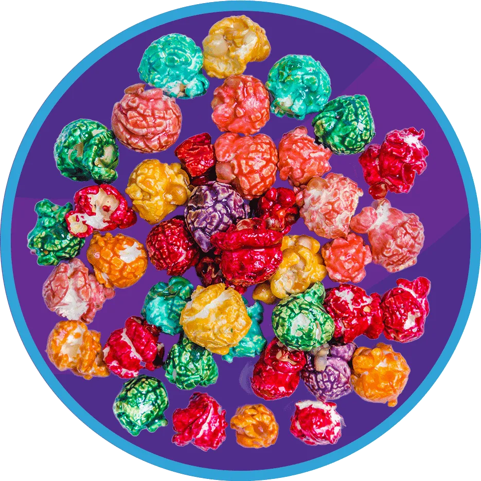 colored caramel corn