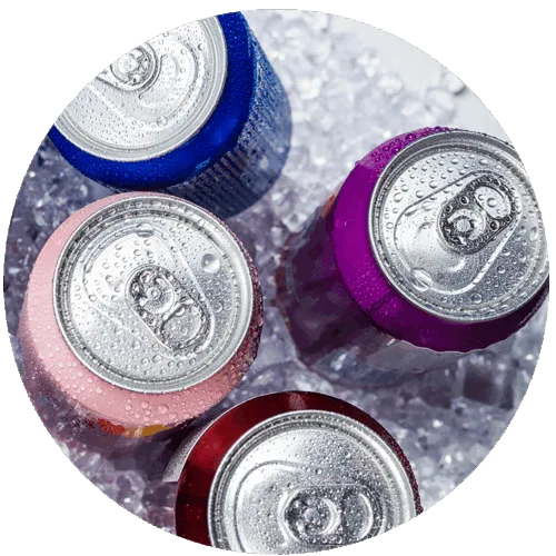 energy drink cans in splash