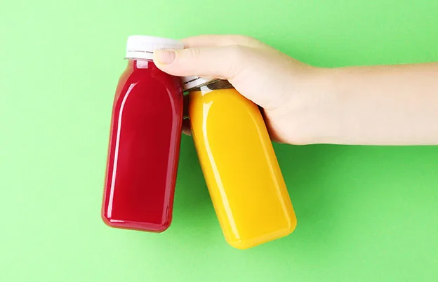 red and yellow juices