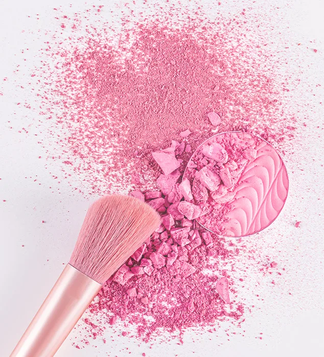 pink blush and brush